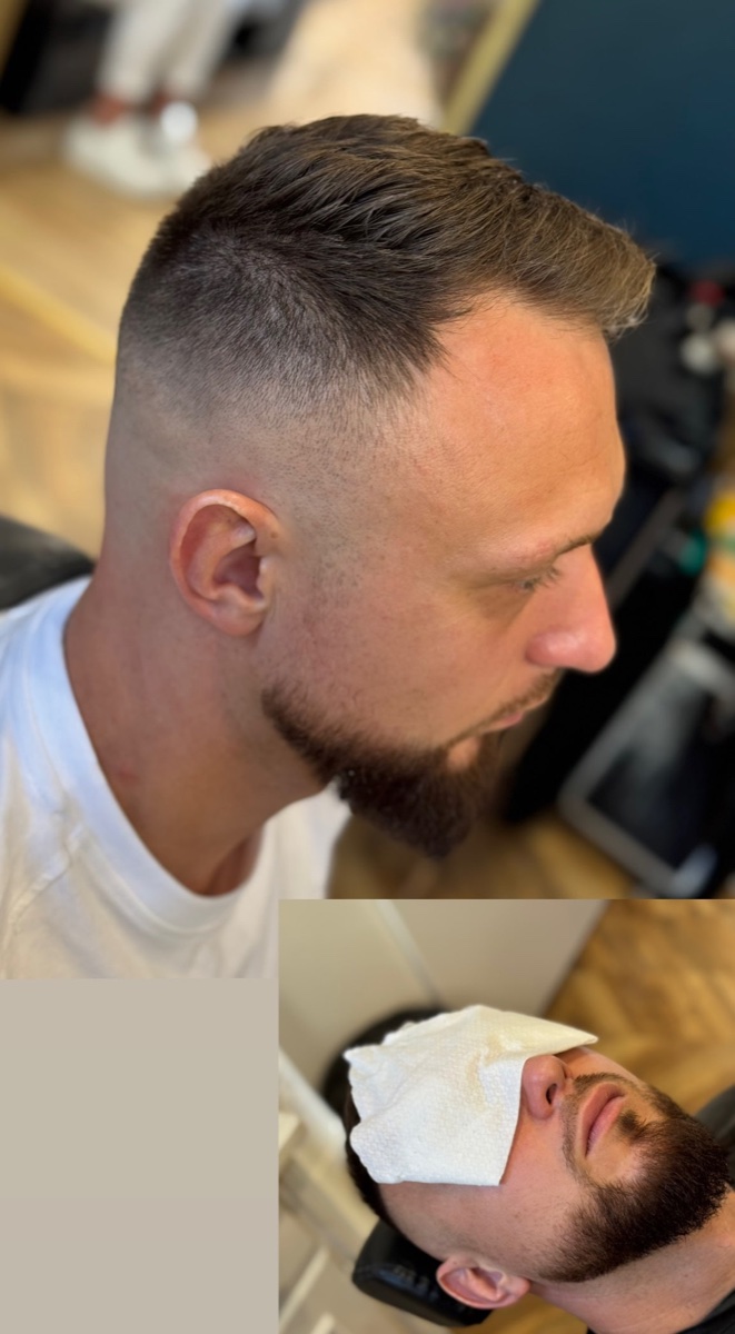 Cięcie męskie z high-fade i modelowaniem brody